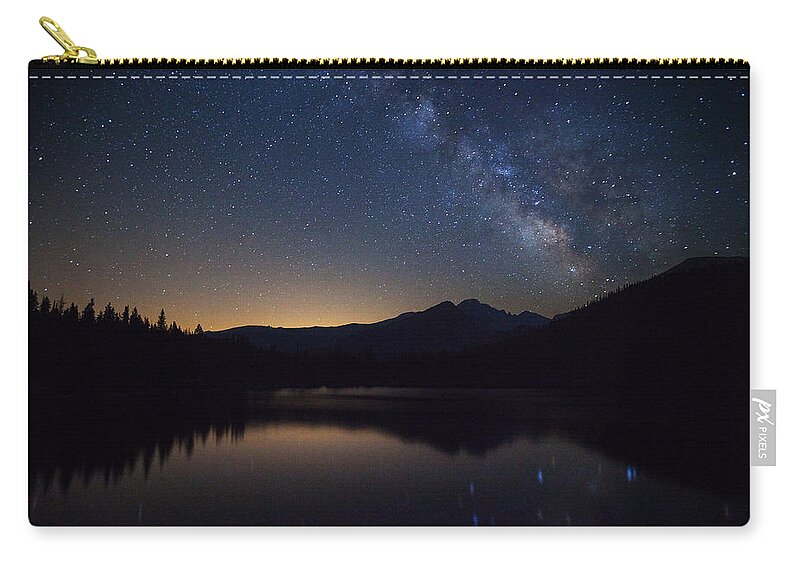 Milky Way Zip Pouch featuring the photograph Bear lake Milky Way by Darren White