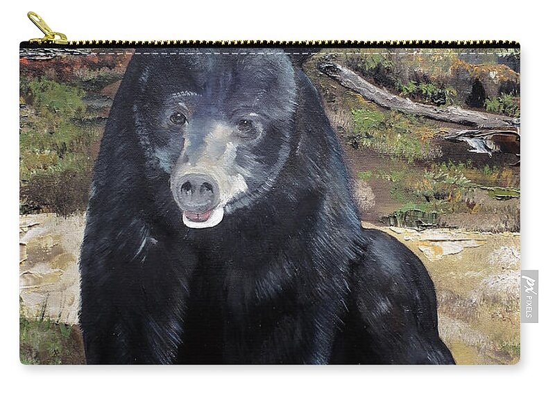 Black Bear Carry-all Pouch featuring the painting Bear - Wildlife Art - Ursus americanus by Jan Dappen