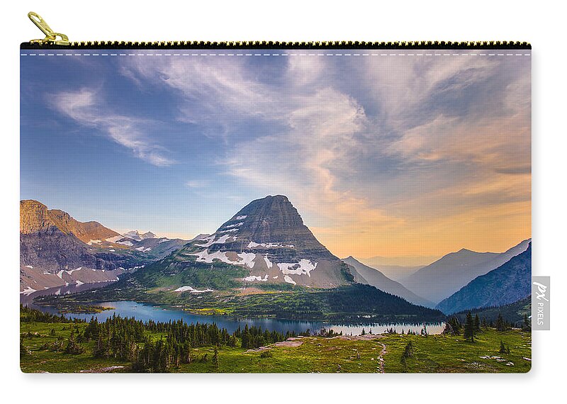 Glacier National Park Zip Pouch featuring the photograph Bearhat Mountain by Adam Mateo Fierro
