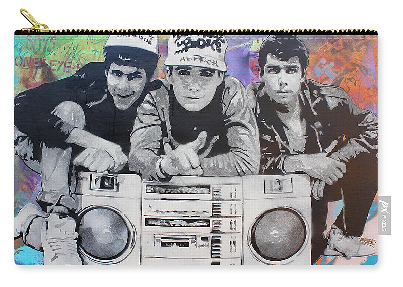Stencil Art Zip Pouch featuring the painting Beastie Boys by Josh Cardinali