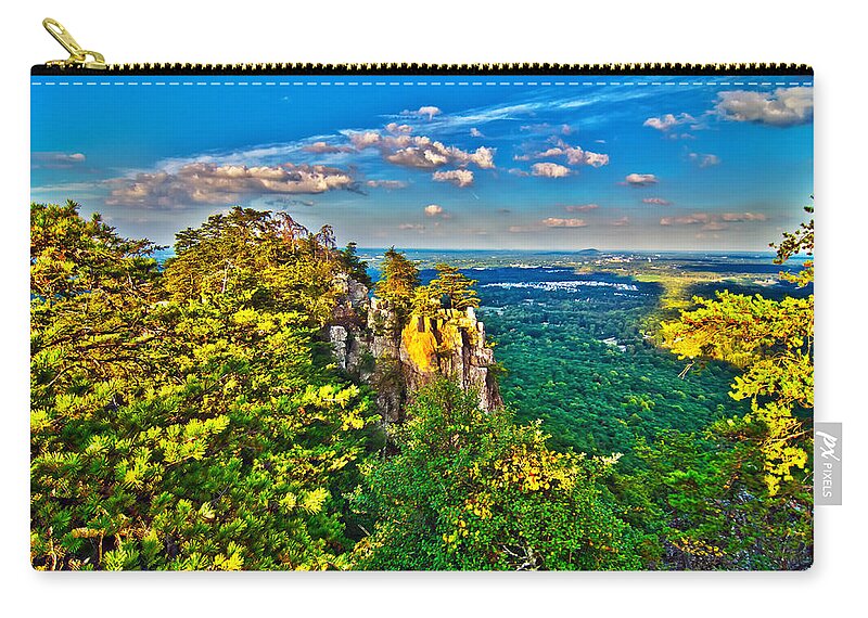 Aerial Zip Pouch featuring the photograph Beautiful Aerial Landscape Views From Crowders Mountain Near Gas by Alex Grichenko