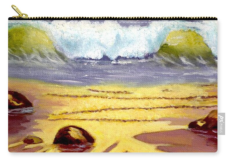 Landscapes Zip Pouch featuring the painting Beautiful Beach by Cassy Allsworth
