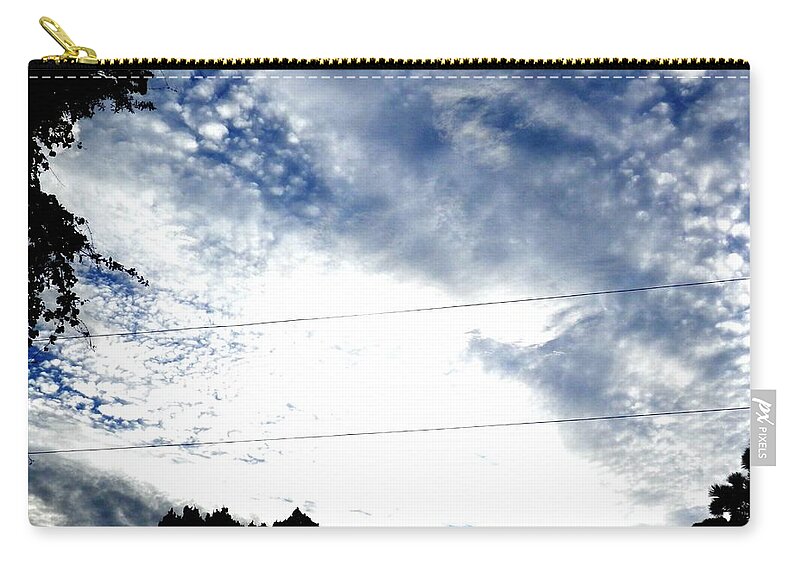 Blue And Clouds Making A Beautiful Contrast Together Zip Pouch featuring the photograph Beautiful Cloudy Morning by Belinda Lee