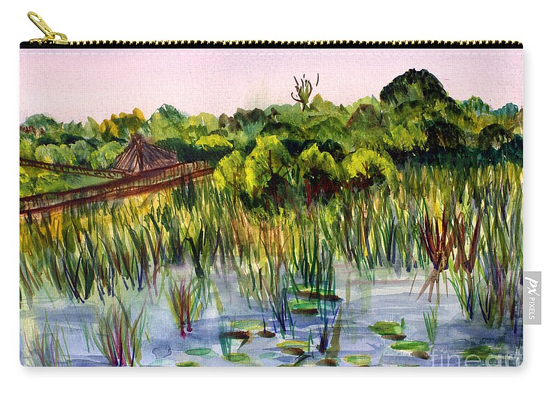 America Zip Pouch featuring the painting Beautiful Day at Green Cay Nature Center by Donna Walsh