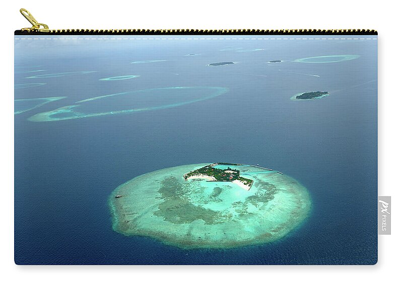 Scenics Zip Pouch featuring the photograph Beautiful Islands Seen From An Aircraft by Wolfgang steiner