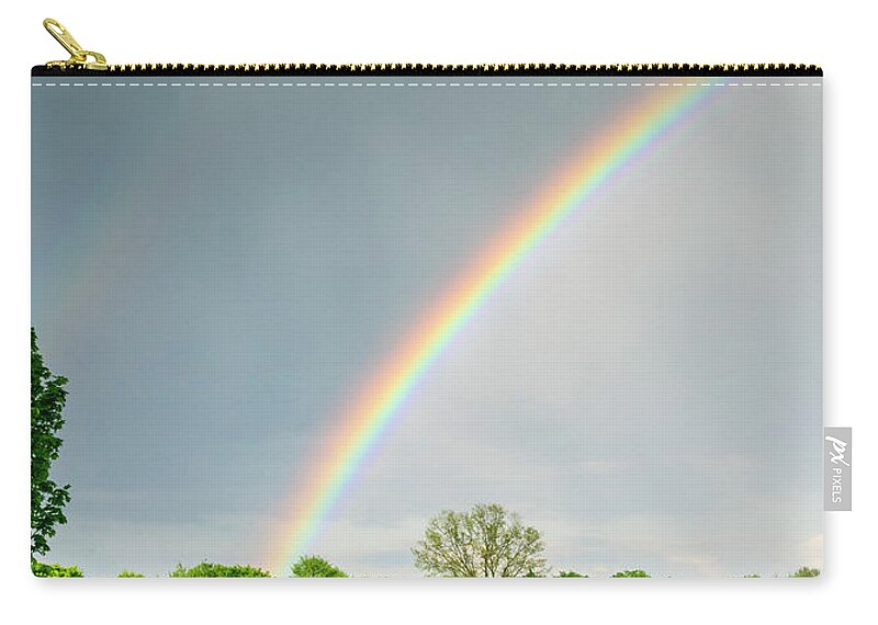 Climate Zip Pouch featuring the photograph Beautiful Rainbow Bright Yellow by Wepix