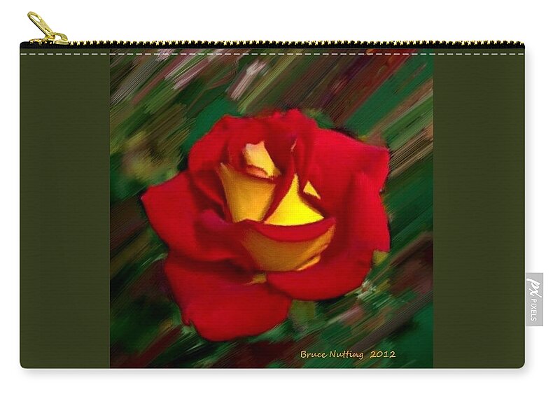 Rose Zip Pouch featuring the painting Beautiful Red Rose by Bruce Nutting
