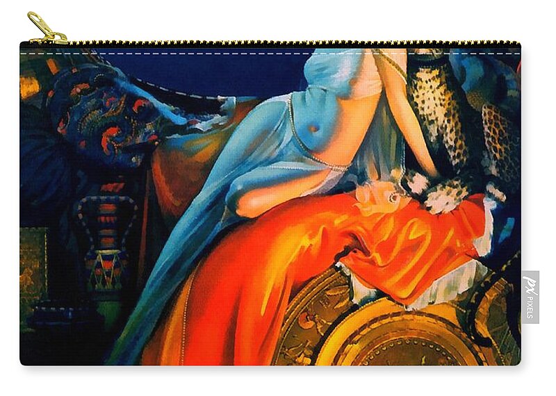 Rolf Armstrong Zip Pouch featuring the digital art Beauty And The Beast Pin Up by Rolf Armstrong
