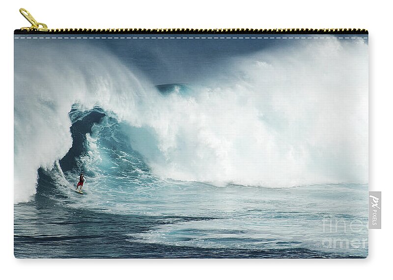 Surf Zip Pouch featuring the photograph Beauty Of Surfing Jaws Maui 5 by Bob Christopher