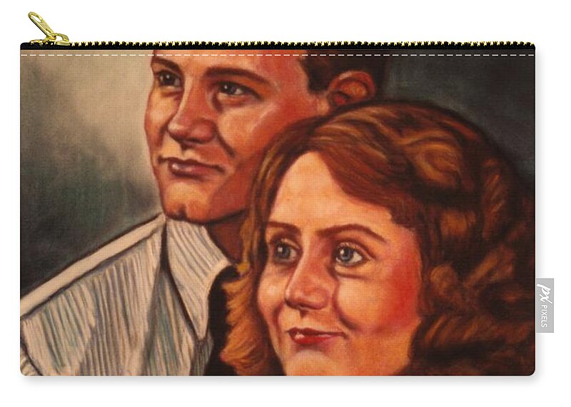 Portrait Zip Pouch featuring the painting Becky and Ron Yearout by Kendall Kessler