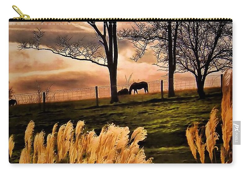 Horses Zip Pouch featuring the photograph Bedtime Snackin by Robert McCubbin