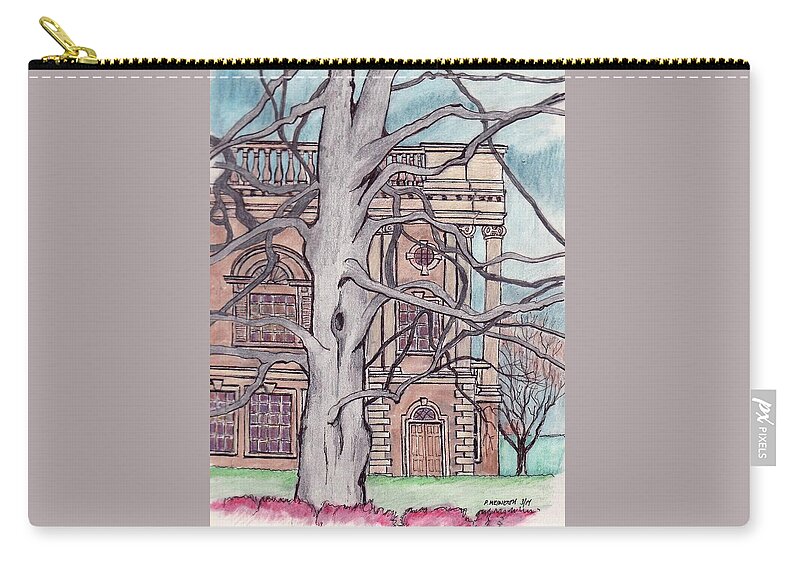 Paul Meinerth Artist Zip Pouch featuring the drawing Beech Tree by Paul Meinerth