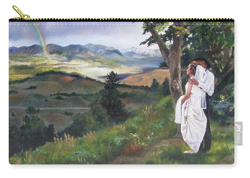 Rainbow Zip Pouch featuring the painting Beginnings by Lori Brackett
