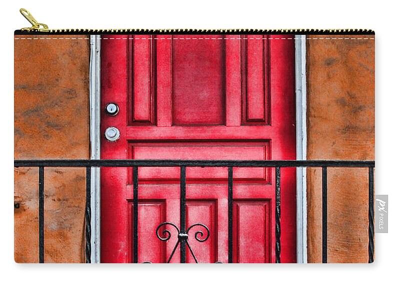 Red Door Zip Pouch featuring the photograph Behind Door Number 1 By Diana Sainz by Diana Raquel Sainz