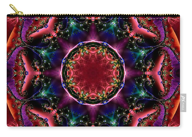 Kaleidoscope Zip Pouch featuring the digital art Bejewelled Mandala No 3 by Charmaine Zoe