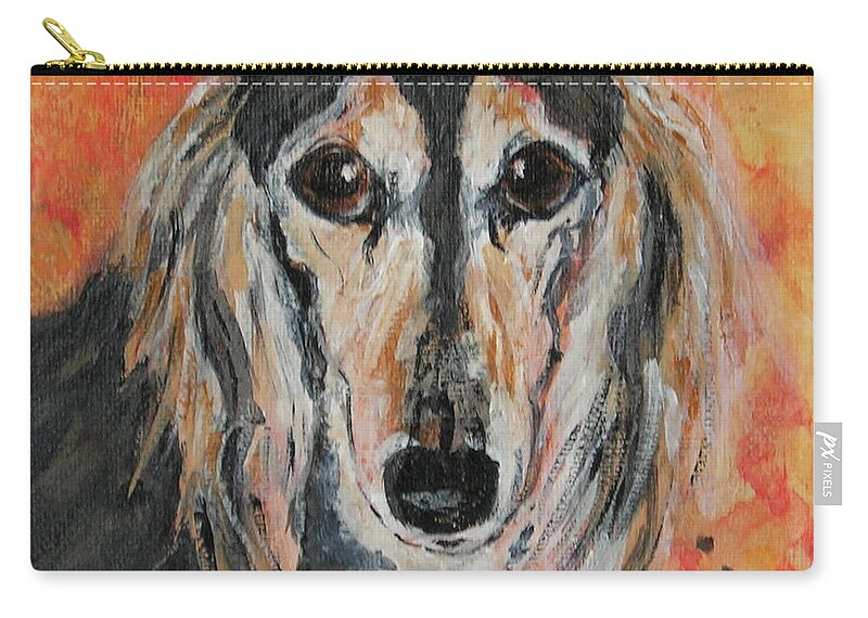 Saluki Zip Pouch featuring the painting Bella by Cori Solomon