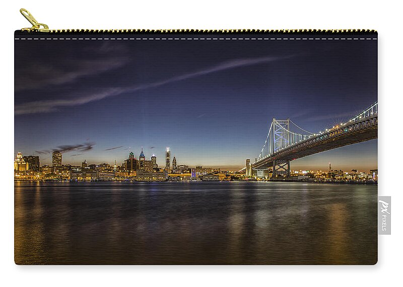 Ben Franklin Carry-all Pouch featuring the photograph Ben Franklin bridge by Rob Dietrich