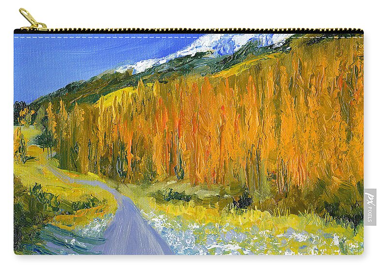 Snow Zip Pouch featuring the painting Ben Ohau mountain range in New Zealand by Dai Wynn