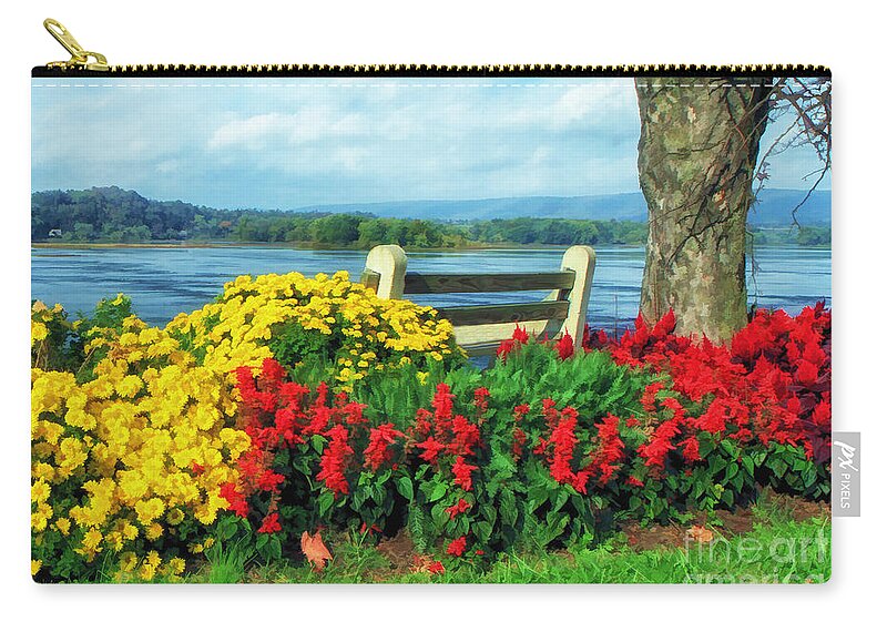 Nature Zip Pouch featuring the photograph Bench With A View by Geoff Crego