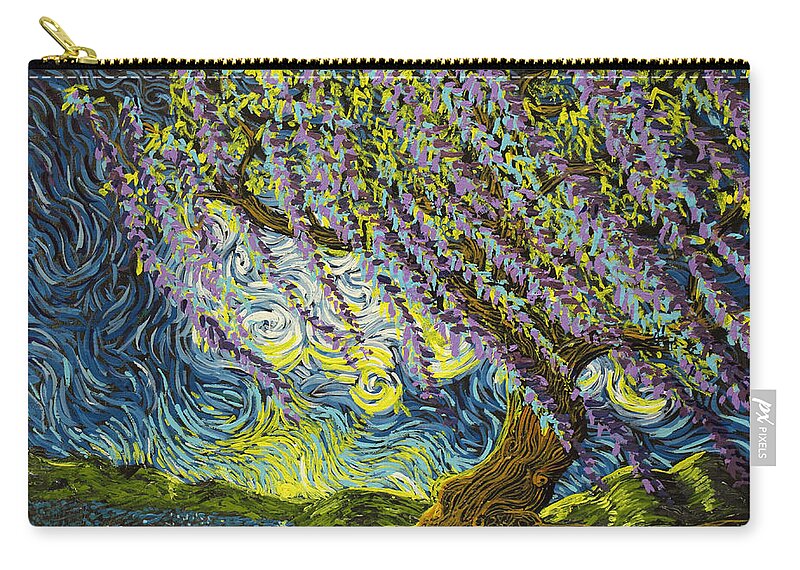 Squiggleism Zip Pouch featuring the painting Beneath The Willow by Stefan Duncan