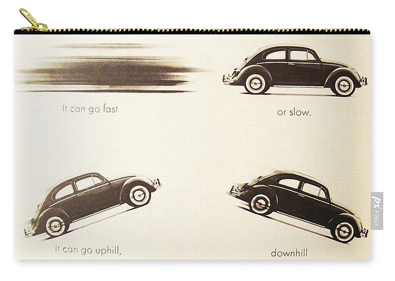 Vw Beetle Carry-all Pouch featuring the digital art Benefits of a Volkwagen by Georgia Fowler