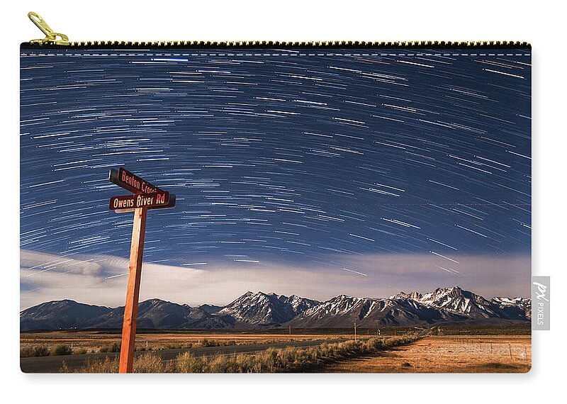California Zip Pouch featuring the photograph Benton Crossing Star Trails by Cat Connor