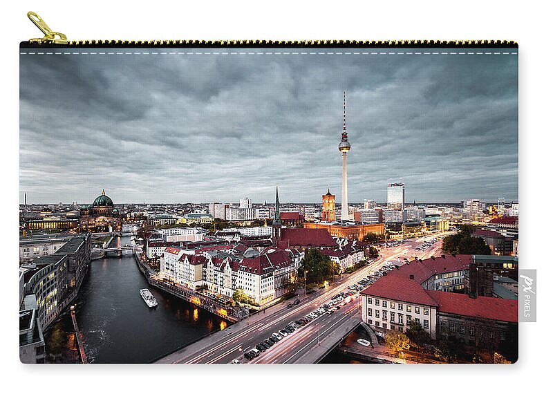 Berlin Zip Pouch featuring the photograph Berlin Aerial View by Philipp Götze