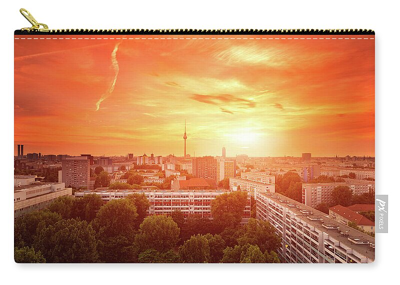 Tranquility Zip Pouch featuring the photograph Berlin Skyline Summer Cityscape With by Matthias Makarinus