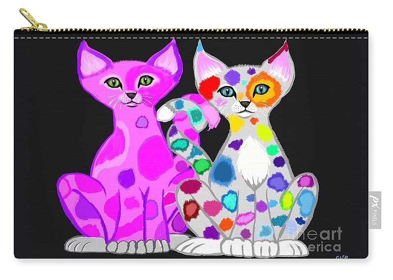 Cats Zip Pouch featuring the painting Best Friends by Nick Gustafson