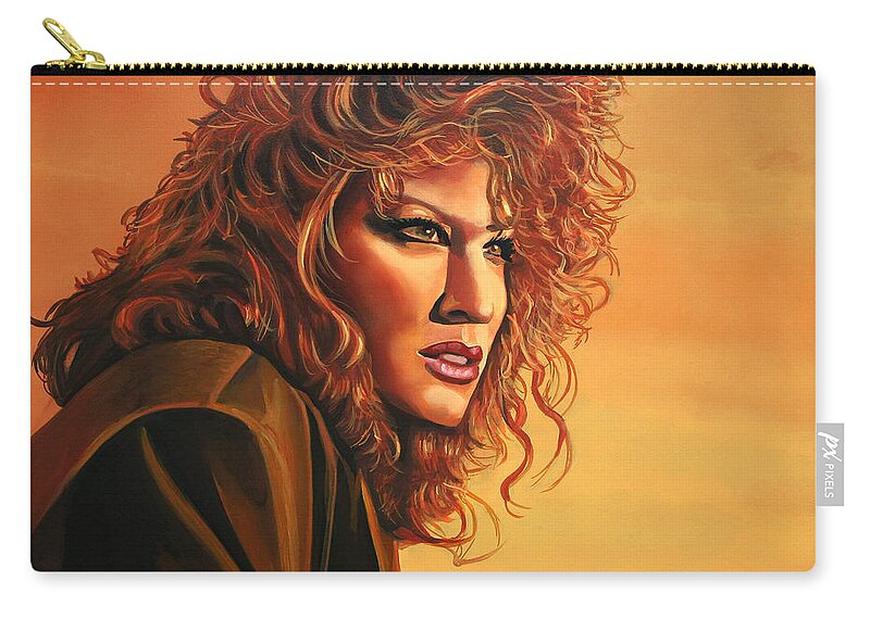 Bette Midler Zip Pouch featuring the painting Bette Midler by Paul Meijering