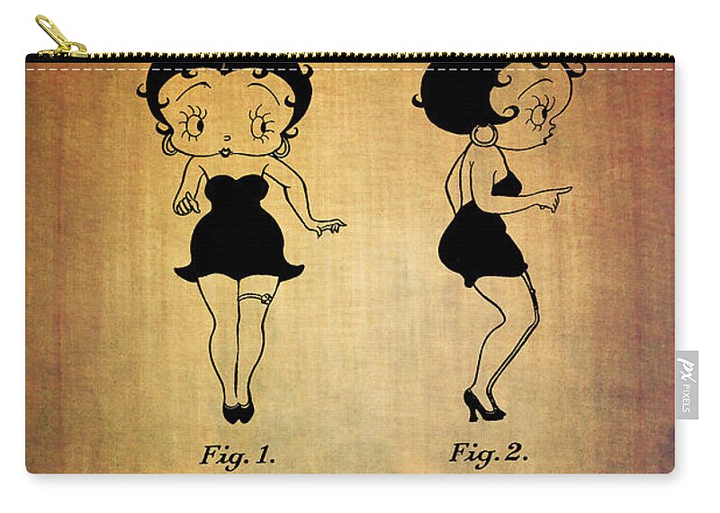 Pattern Zip Pouch featuring the digital art Betty boop patent from 1932 by Eti Reid