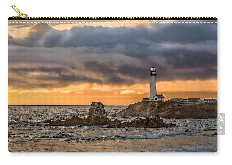 Lighthouse Zip Pouch featuring the photograph Between Storms by Linda Villers