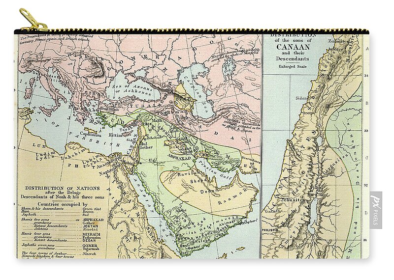 Arabia Zip Pouch featuring the digital art Biblical Map by Duncan1890