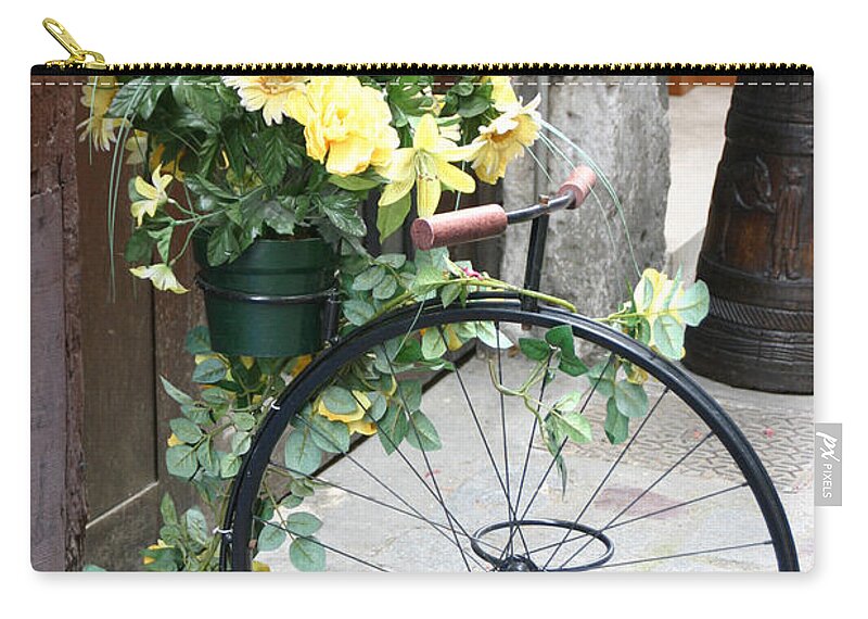 Honfleur Zip Pouch featuring the photograph Bicycle Plant Holder by Holly C. Freeman