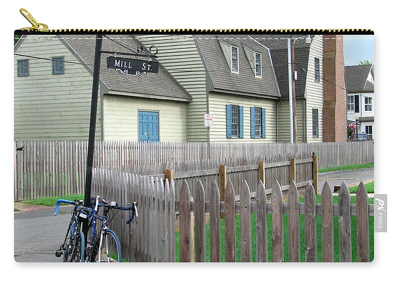 Bicycle Zip Pouch featuring the photograph Bicycles on Side Street at Saint Michaels in Maryland by William Kuta