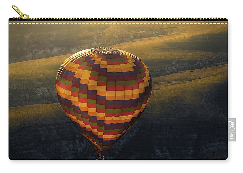 Grass Zip Pouch featuring the photograph Big Balloon Over Cappadocia by Coolbiere Photograph