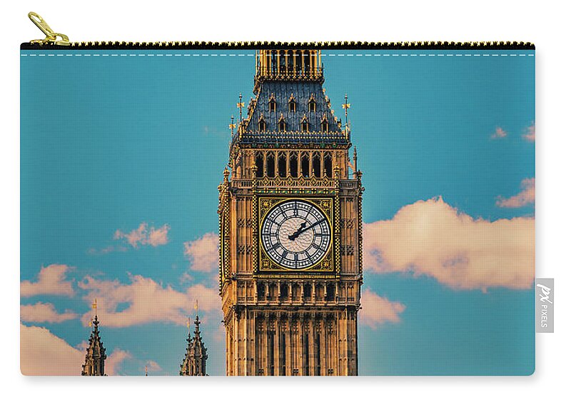 Tranquility Zip Pouch featuring the photograph Big Ben Against A Late Afternoon Sky by Doug Armand