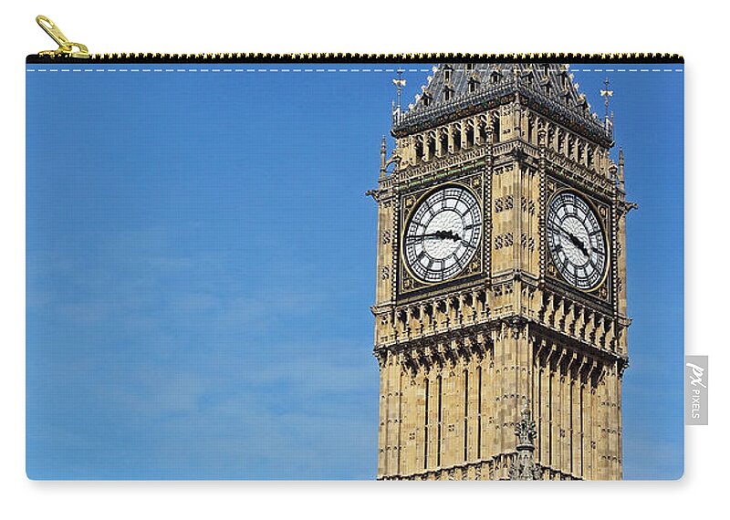 Big Ben London Zip Pouch featuring the photograph Big Ben and London Eye by Tony Murtagh