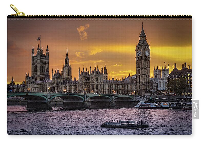 Clock Tower Zip Pouch featuring the photograph Big Ben At Sunset by Taken By David Pearce, London Uk.