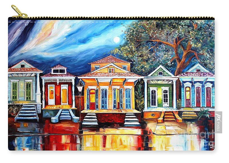 New Orleans Zip Pouch featuring the painting Big Easy Shotguns by Diane Millsap