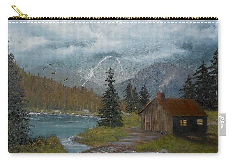 Clouds Zip Pouch featuring the painting Big Storms a Comin' by Sheri Keith