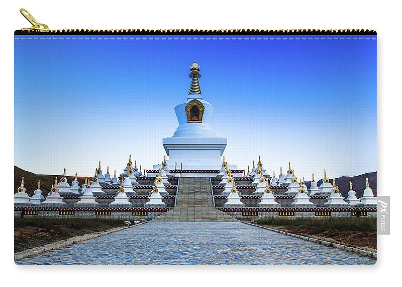 Tranquility Zip Pouch featuring the photograph Big Stupa In Daocheng, Sichuan China by Feng Wei Photography
