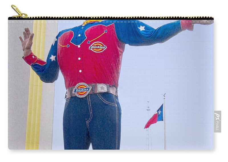 Dallas Zip Pouch featuring the photograph Big Tex and the Cotton Bowl by David and Carol Kelly