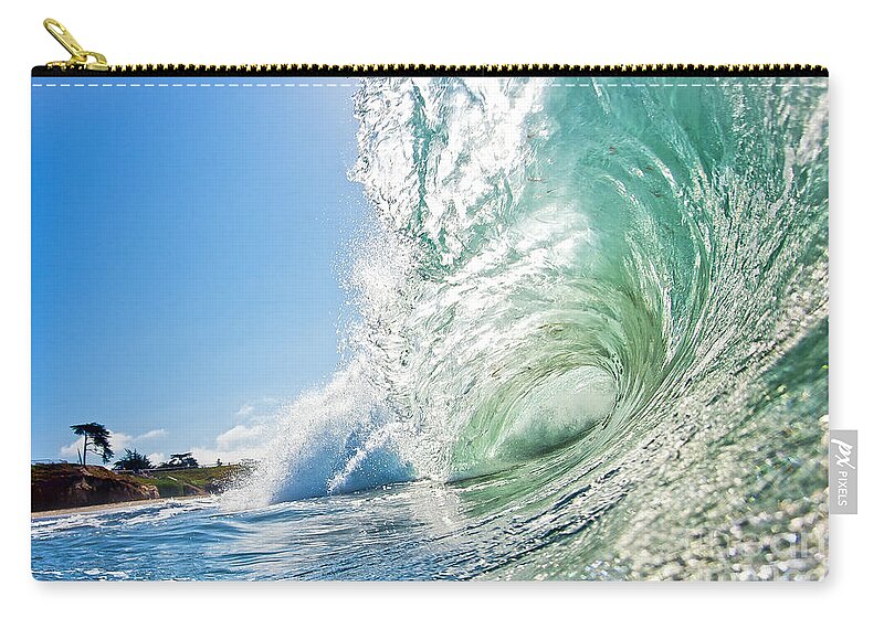 Wave Zip Pouch featuring the photograph Big Wave on the Shore by Paul Topp