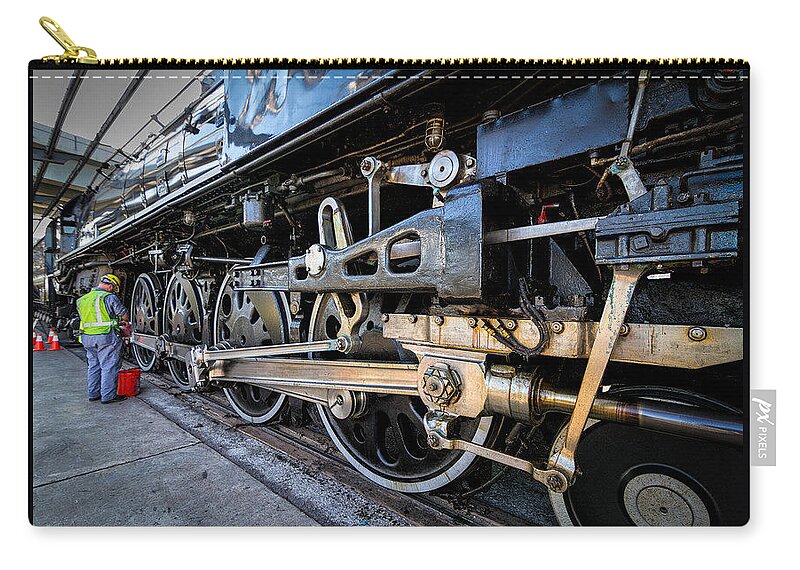 Union Pacific Zip Pouch featuring the photograph Big Wheels by Tim Stanley