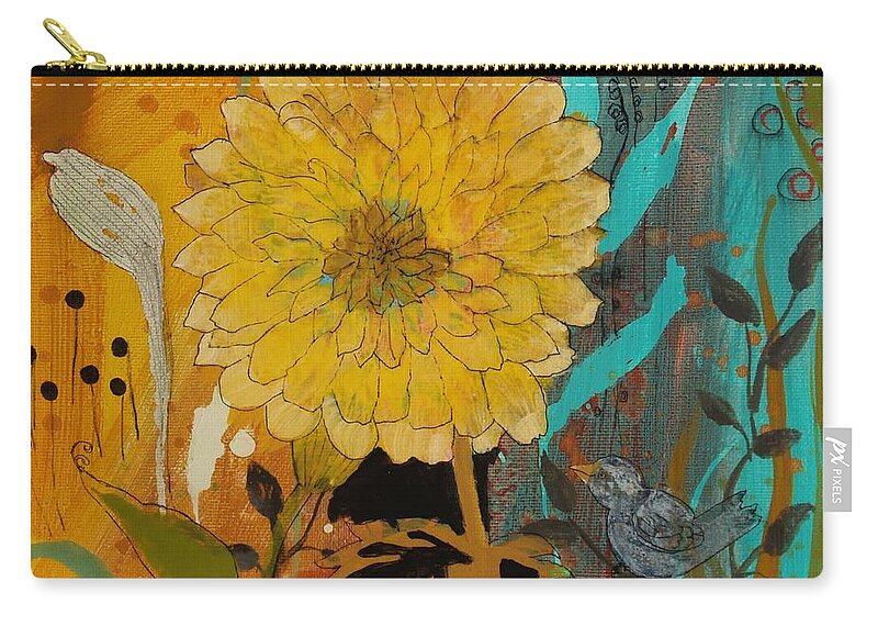 Yellow Flower Zip Pouch featuring the painting Big Yella by Robin Pedrero