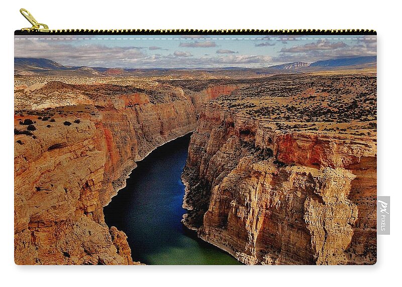 Bighorn Zip Pouch featuring the photograph Bighorn River by Benjamin Yeager