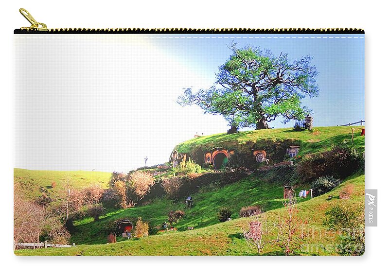 Hobbit Zip Pouch featuring the photograph Bilbo's Tree in the sunlight by HELGE Art Gallery