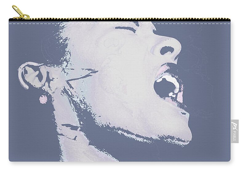 Billie Holiday Zip Pouch featuring the painting Billie Holiday by Tony Rubino