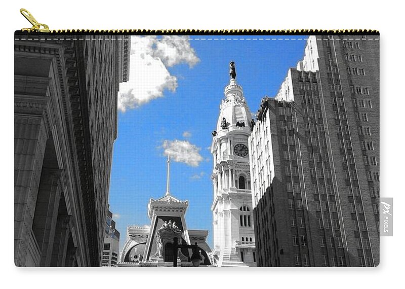 City Hall Zip Pouch featuring the photograph Billy Penn Blue by Photographic Arts And Design Studio